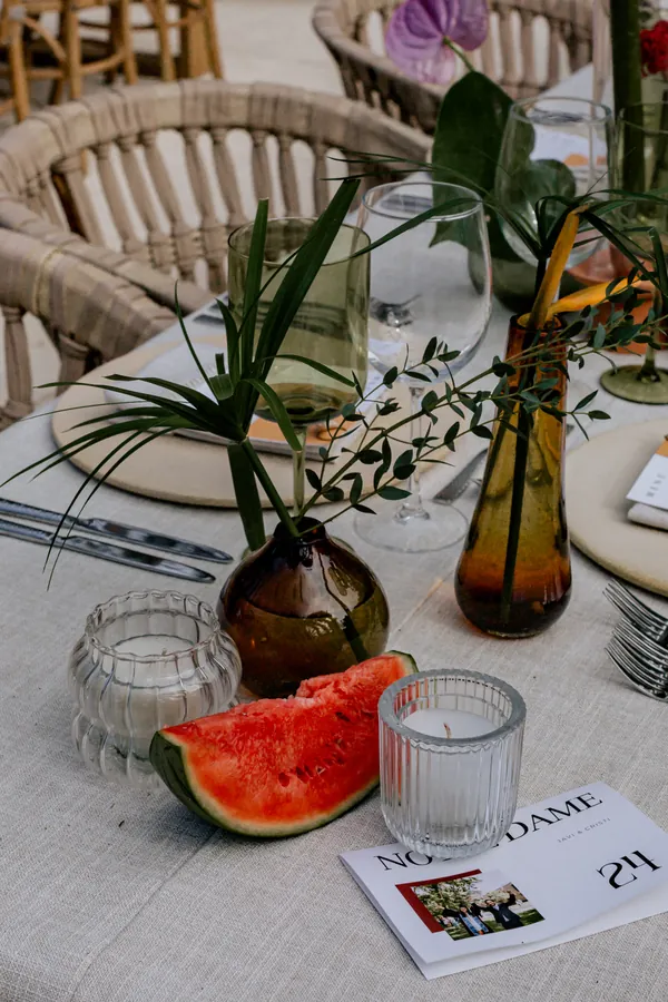 Wedding table details and flowers at Papelillo in Punta Mita